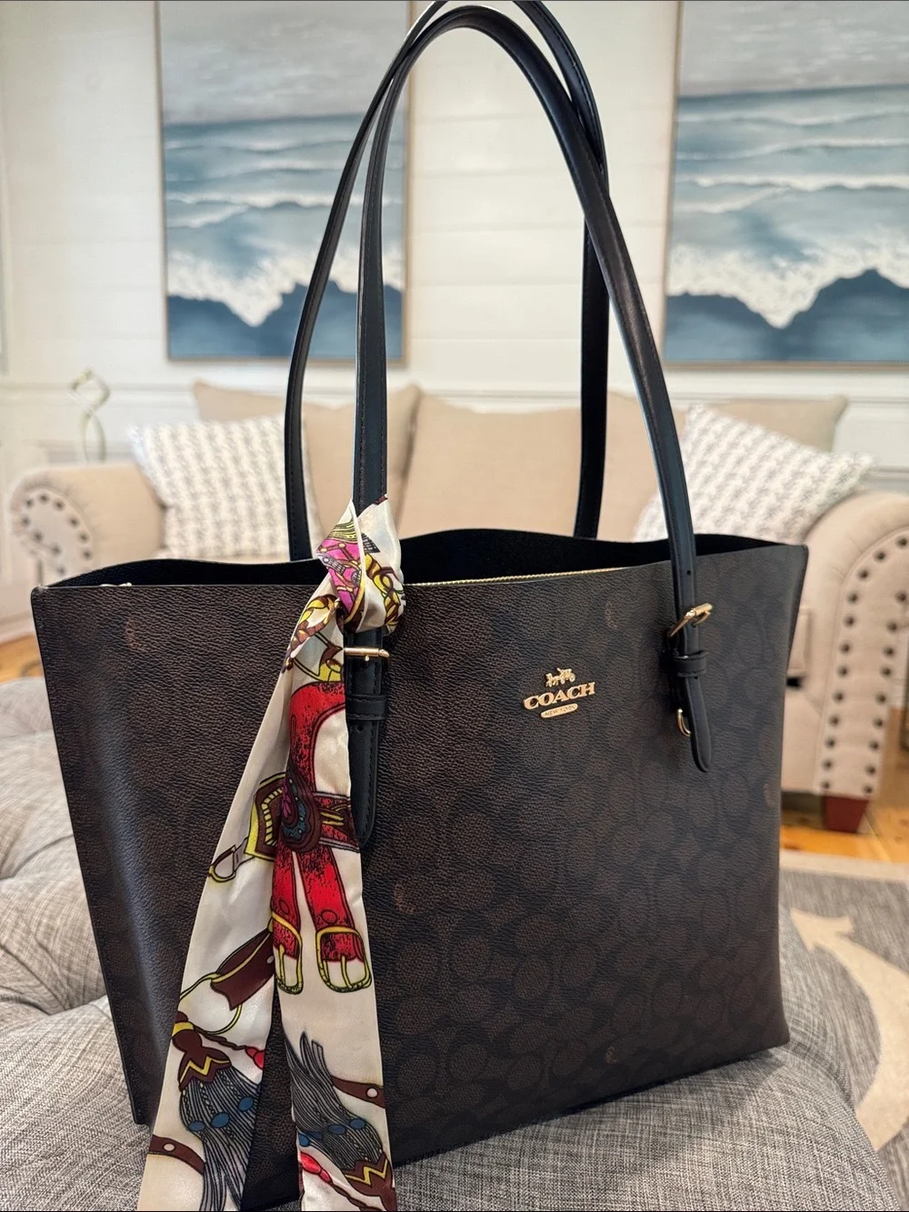 Coach Bag Large Brown Signature Leather City Tote Bag